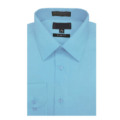 Mens Slim Fit Long Sleeve Polo Shirt Light Blue