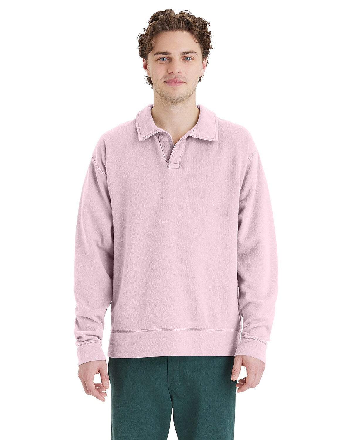 ComfortWash by Hanes® Garment Dye Polo Collar Sweatshirt
