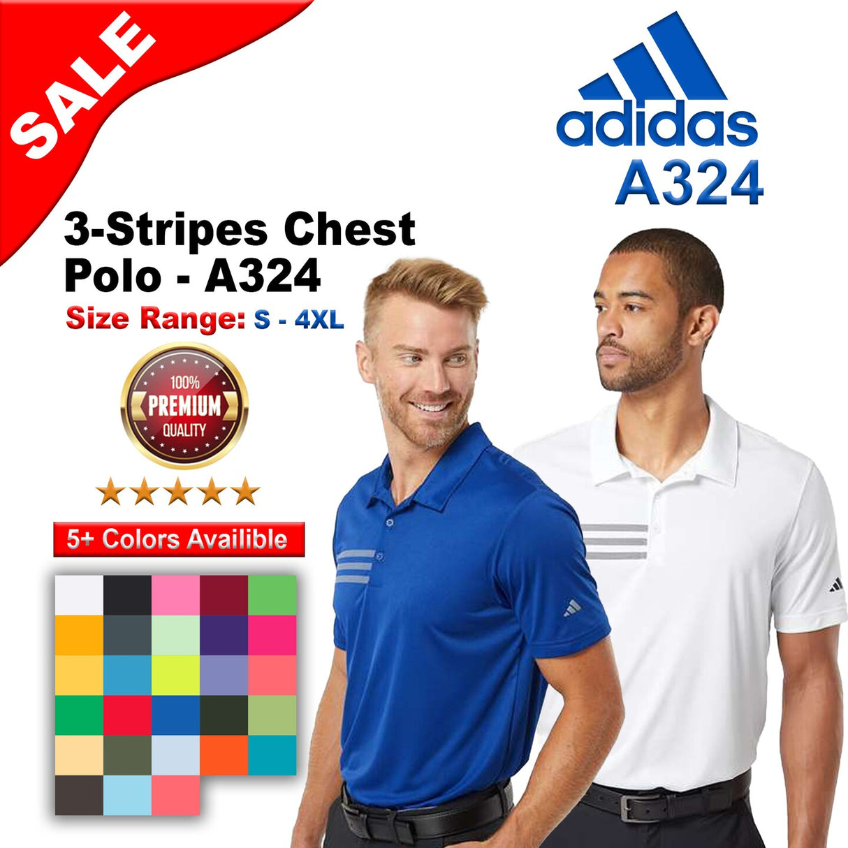 Adidas® 3-Stripes Chest Polo