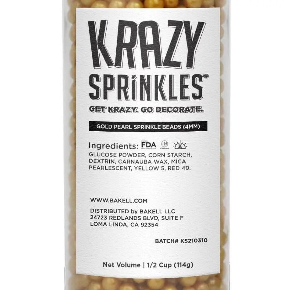 Krazy Sprinkles Gold Pearl 8mm Sprinkle Beads by Bakell