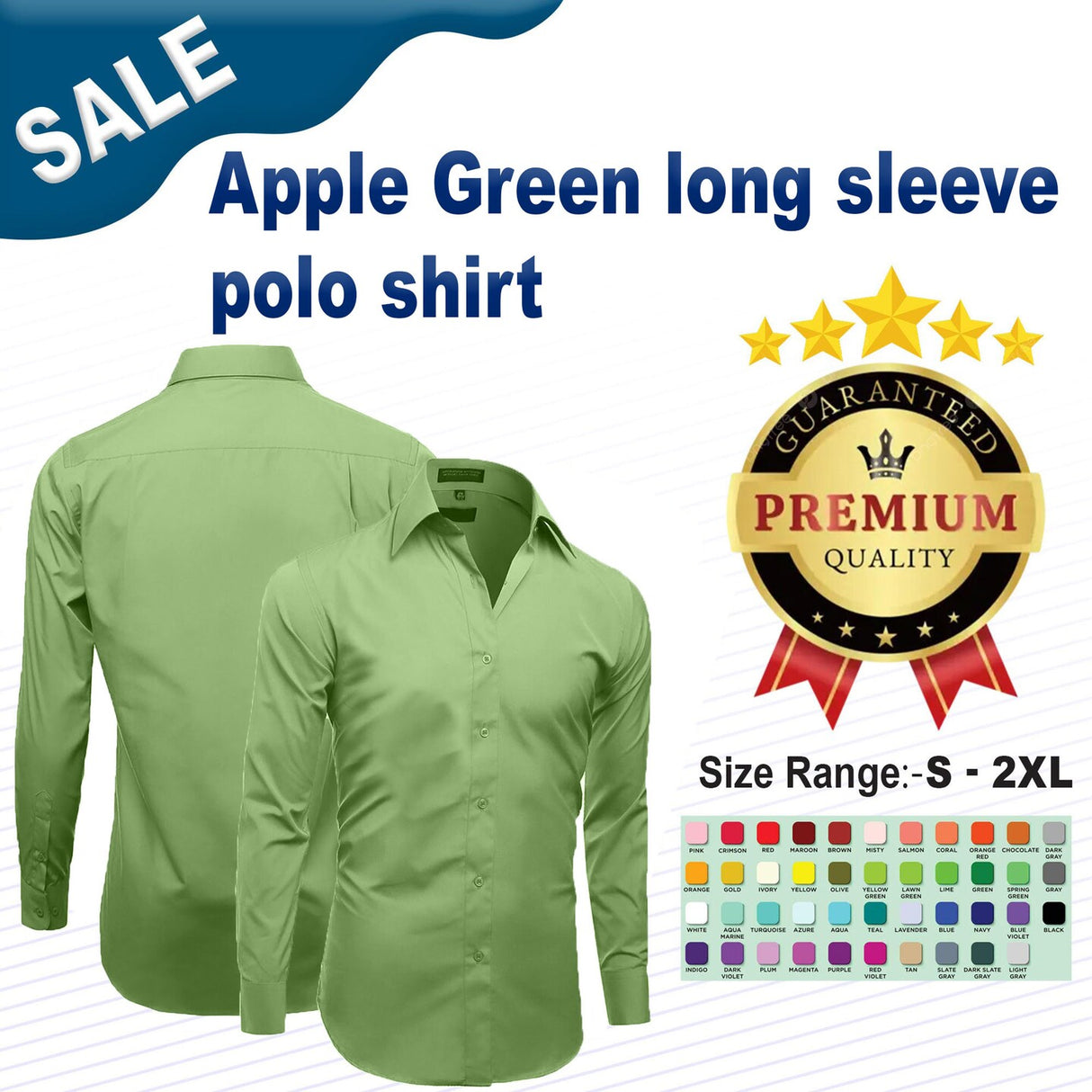 Apple Green long sleeve polo shirt