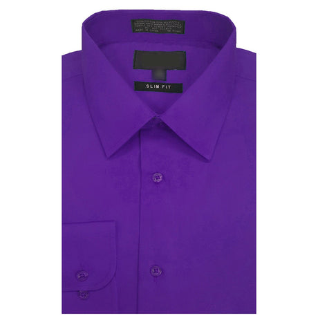 Purple Slim Fit Long Sleeve Polo Shirt