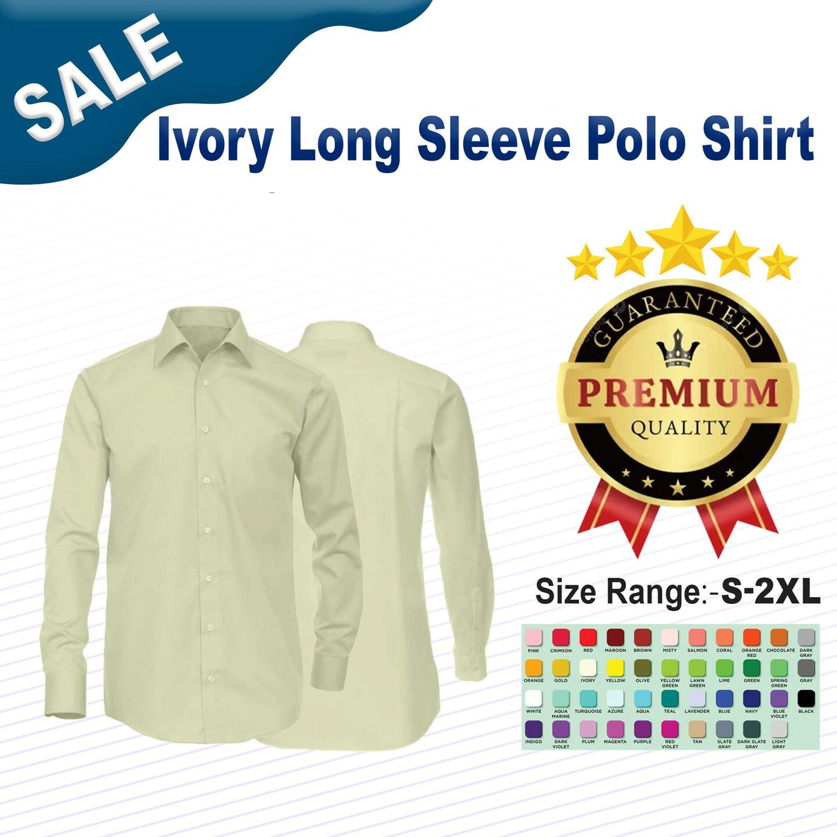 Ivory Long Sleeve Polo Shirt