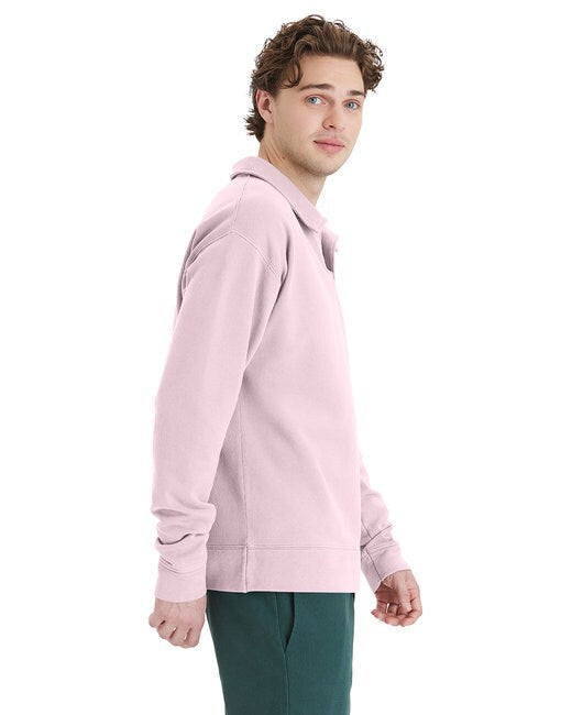 ComfortWash by Hanes® Garment Dye Polo Collar Sweatshirt