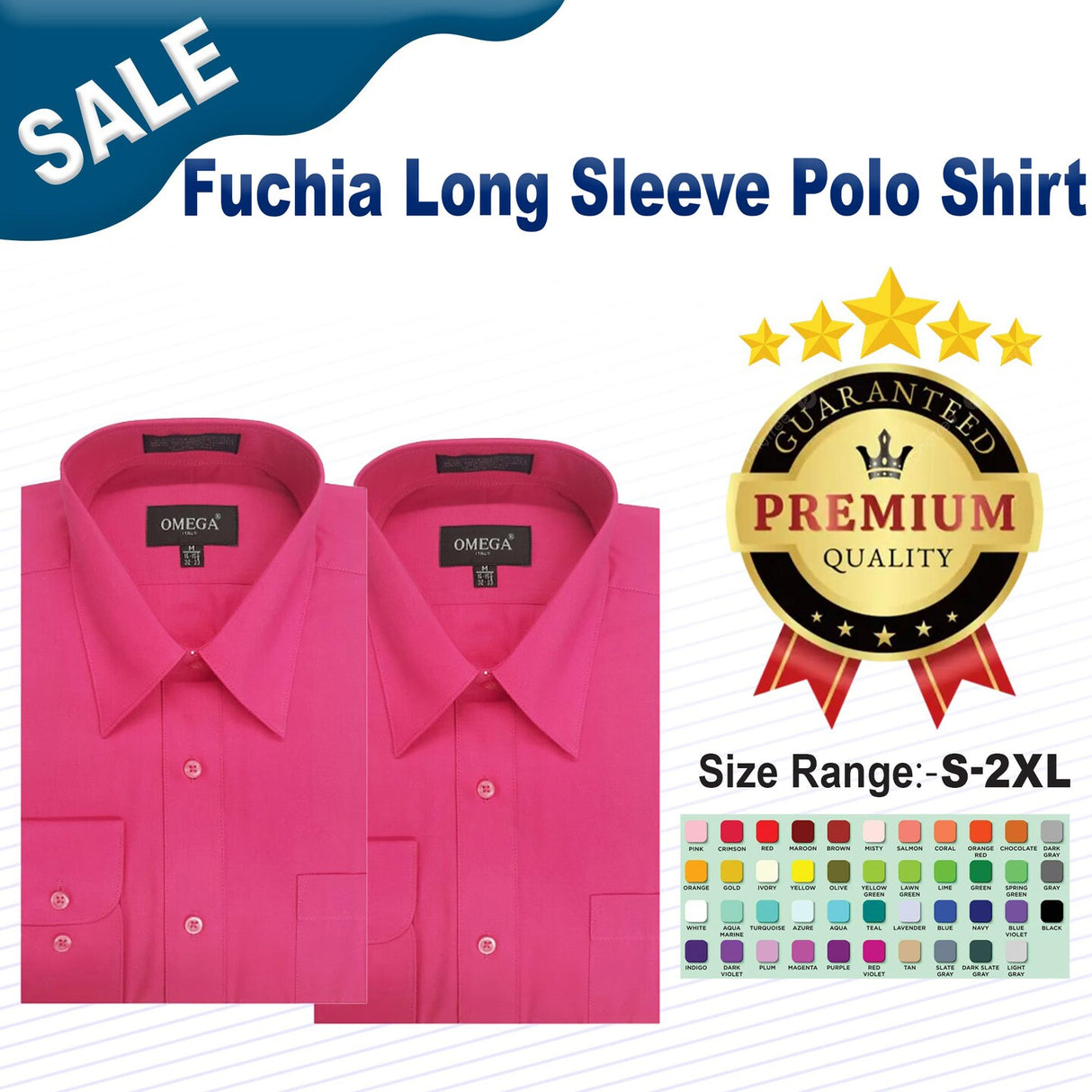 Fuchia Long Sleeve Polo Shirt