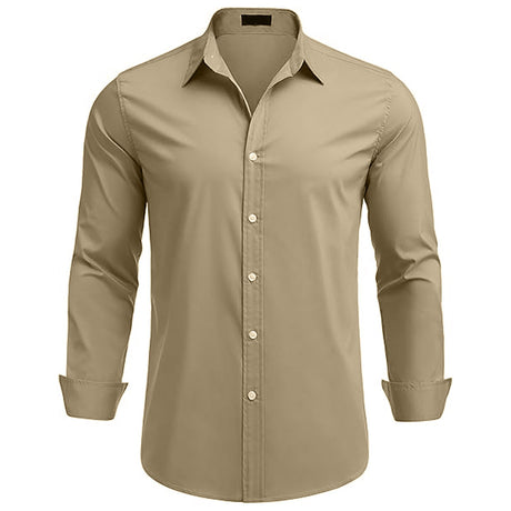 Khaki slim Fit Long Sleeve Polo Shirt
