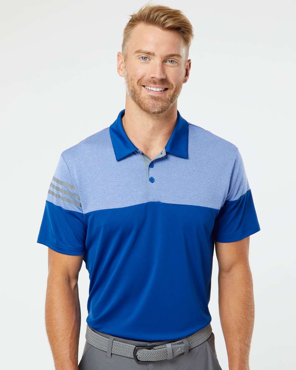 Adidas® Heathered 3-Stripes Colorblocked Polo