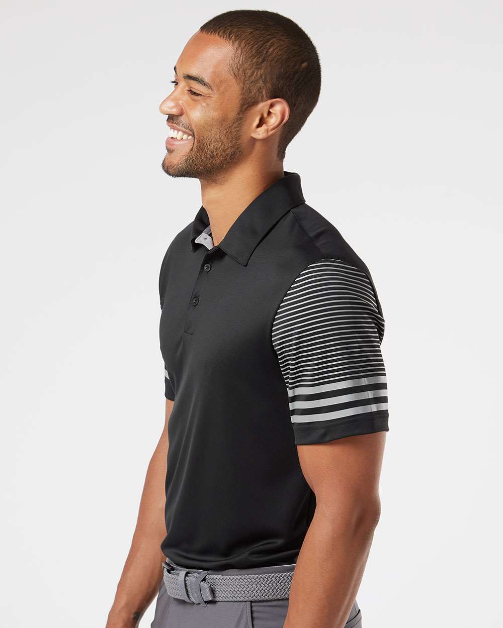 Adidas® Striped Sleeve Polo