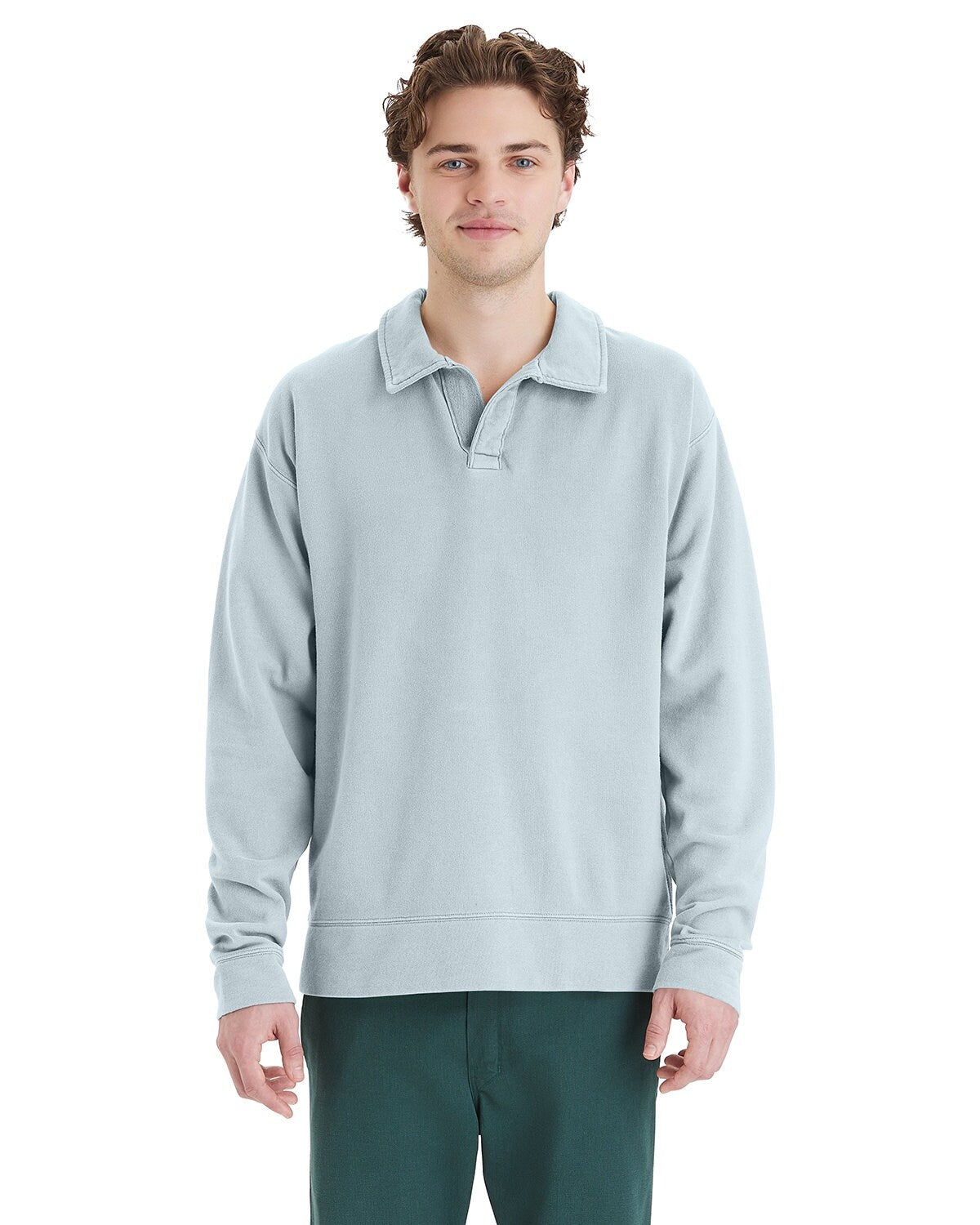 ComfortWash by Hanes® Garment Dye Polo Collar Sweatshirt