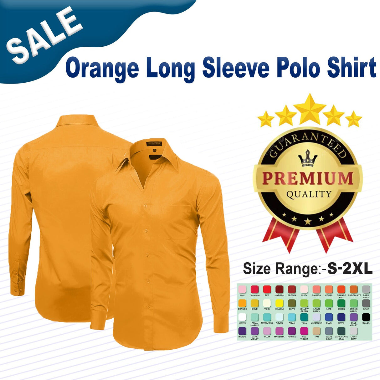 Orange Long Sleeve Polo Shirt