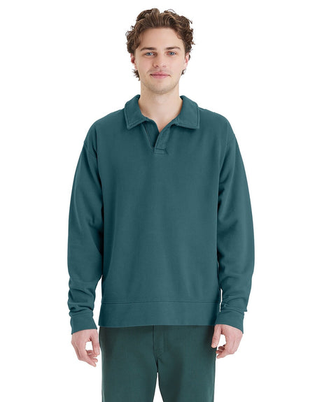 ComfortWash by Hanes® Garment Dye Polo Collar Sweatshirt