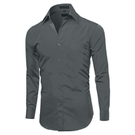 Charcoal Slim Fit Long Sleeve Polo Shirt