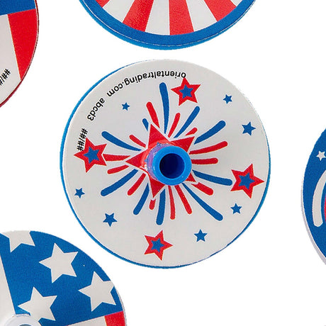 1 1/4" Bulk 144 Pc. Mini Patriotic Red, White & Blue Plastic Spin Tops