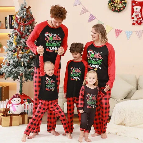 Christmas Loungewear Plaid Patchwork Print Pajamas Outfits