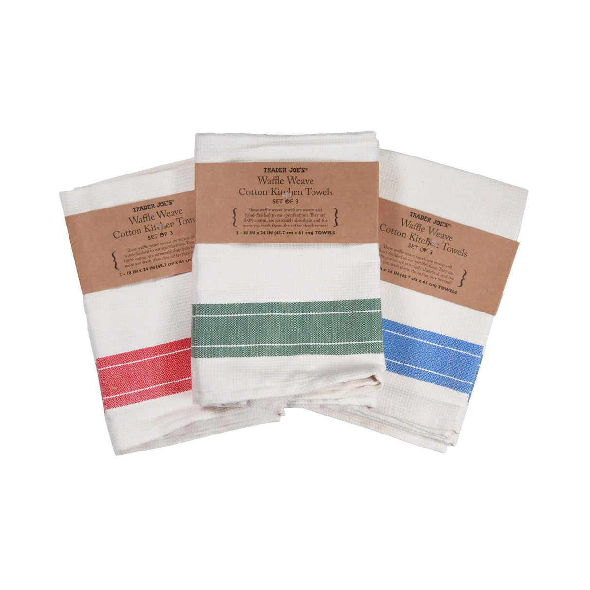 Trader Joe’s Waffle Weave Cotton Kitchen Towels Dish- Drying & Spill-Sopping