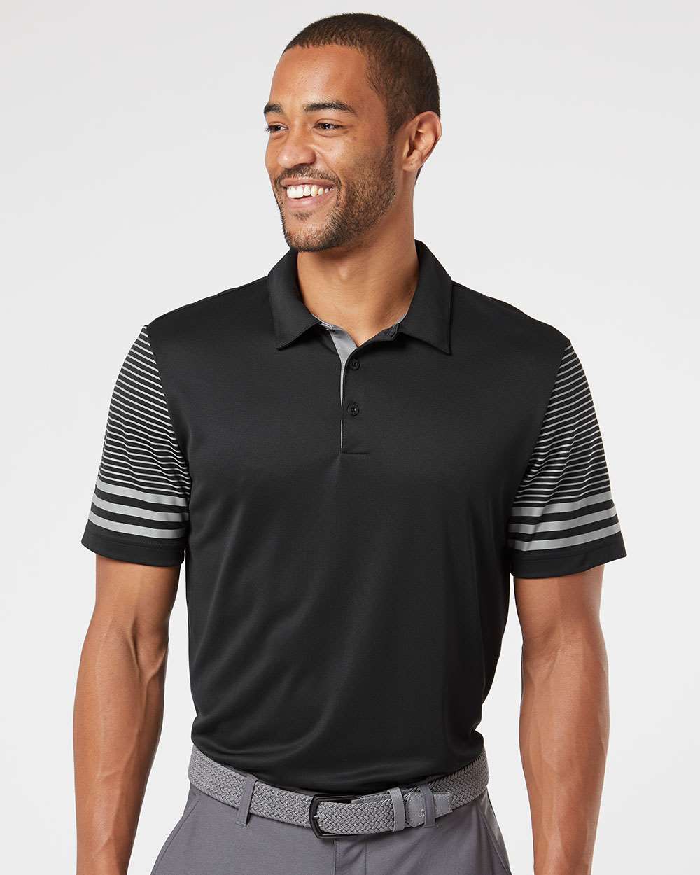 Adidas® Striped Sleeve Polo