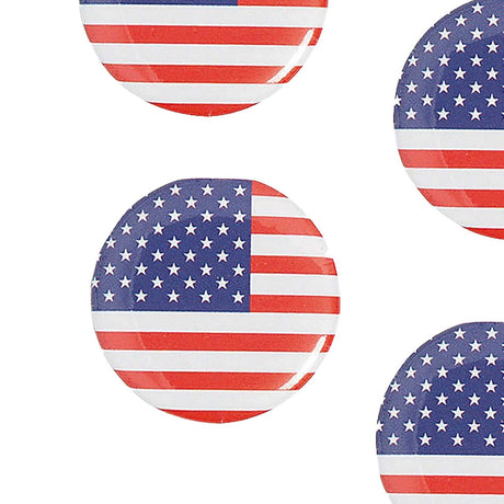1" Bulk 48 Pc. Mini Patriotic USA Flag Round Metal Buttons