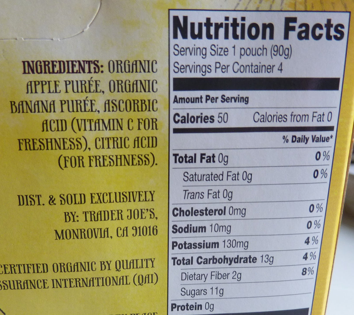 Trader Joes Organic Apple Banana Fruit Sauce Crushers/12.7 Oz