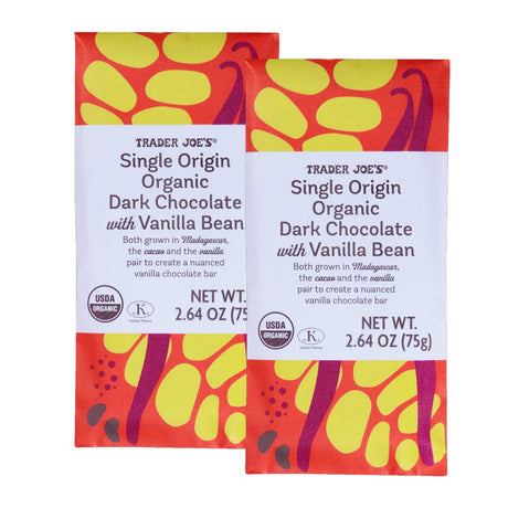 Single Origin Organic Dark Chocolate with Vanilla Bean 2.64 oz Rich & Smooth