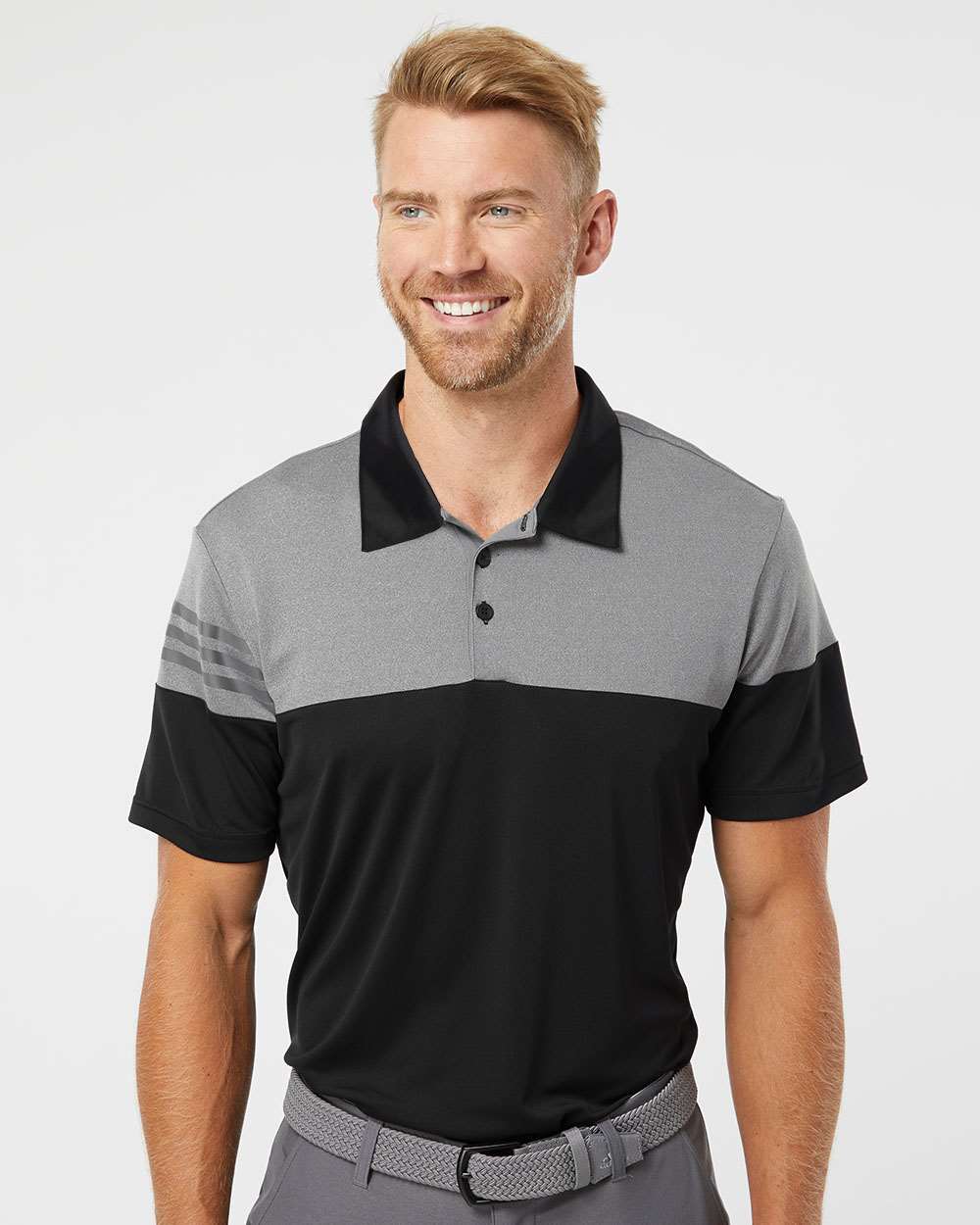 Adidas® Heathered 3-Stripes Colorblocked Polo