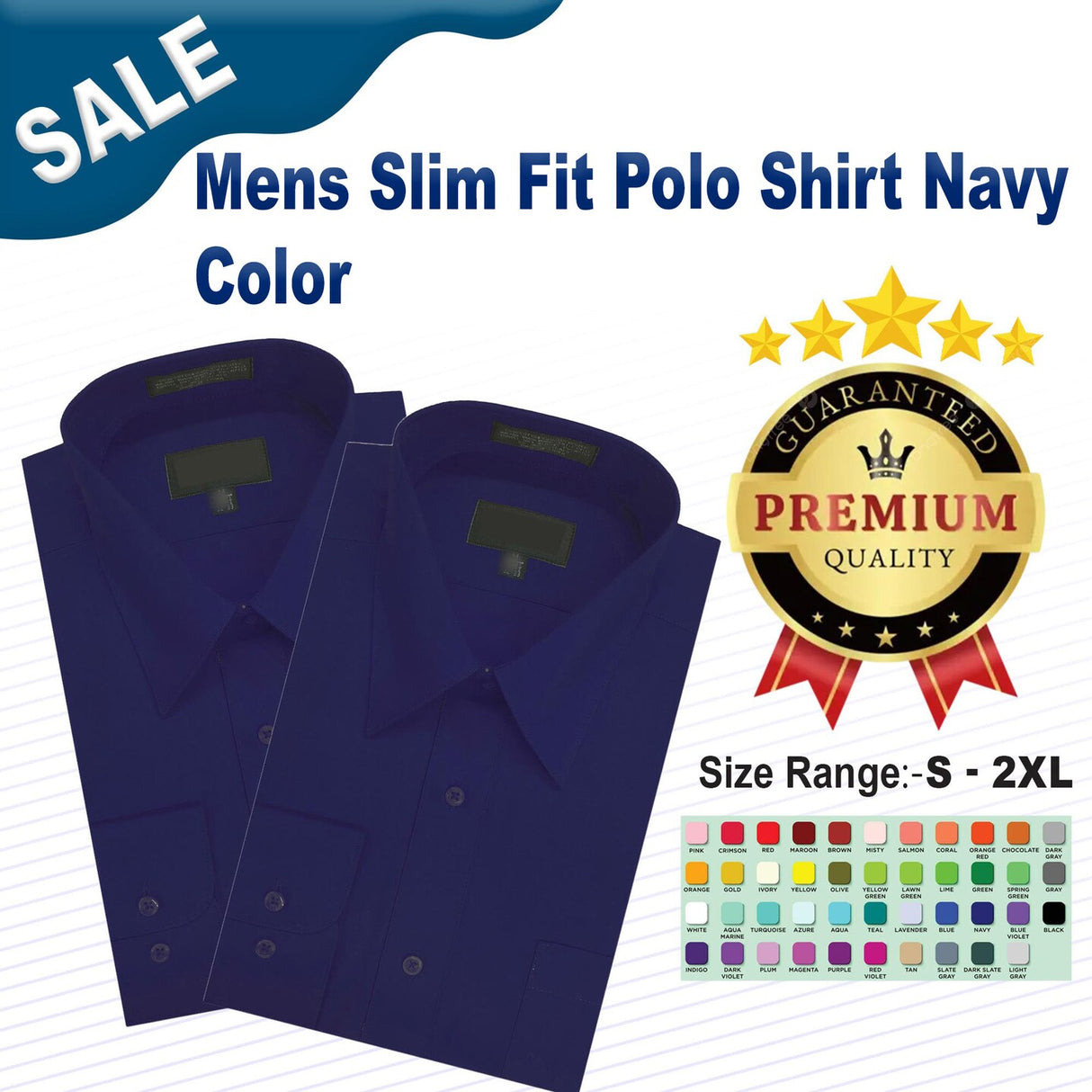 Mens Slim Fit Polo Shirt Navy Color