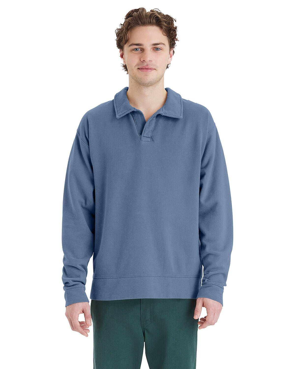 ComfortWash by Hanes® Garment Dye Polo Collar Sweatshirt