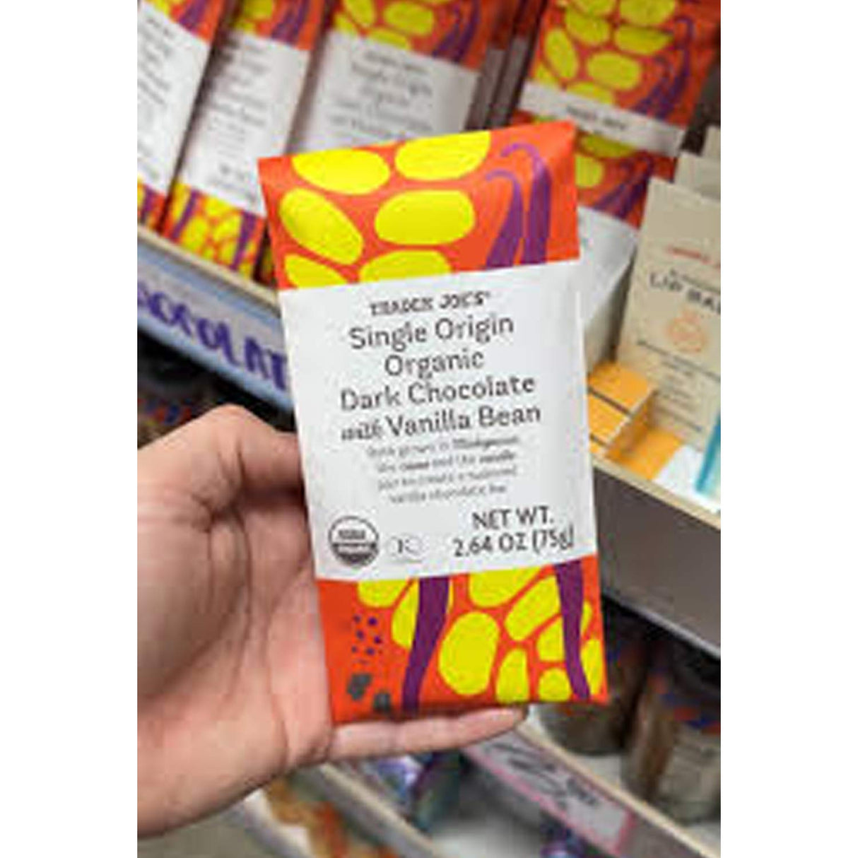 Single Origin Organic Dark Chocolate with Vanilla Bean 2.64 oz Rich & Smooth