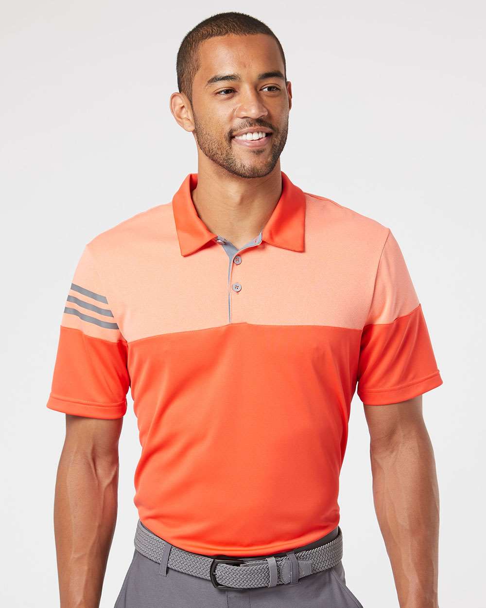 Adidas® Heathered 3-Stripes Colorblocked Polo