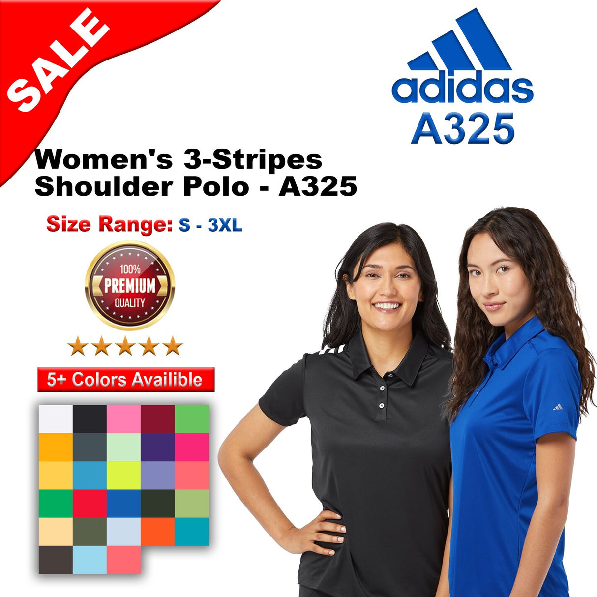 Adidas® Women's 3-Stripes Shoulder Polo