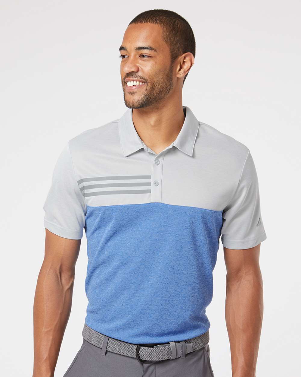 Adidas® Heathered Colorblocked 3-Stripes Polo