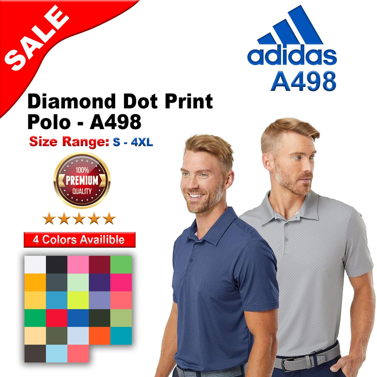 Adidas® Diamond Dot Print Polo