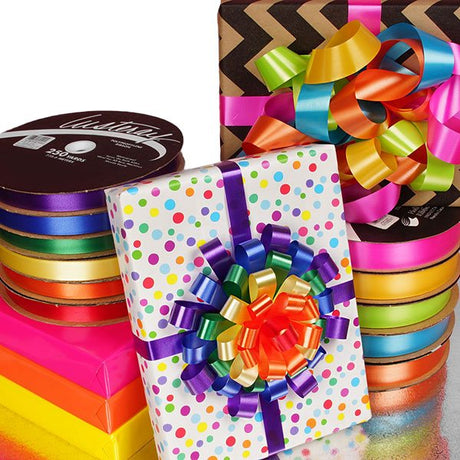 Satin Finish Poly Ribbon 1 1/4 '' X 250 yd Gold Color