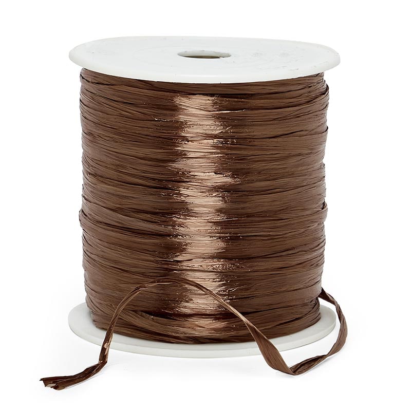 Colored Pearlized Raffia Ribbon 1/4 '' X 100 yd Chocolate Color 1 / roll