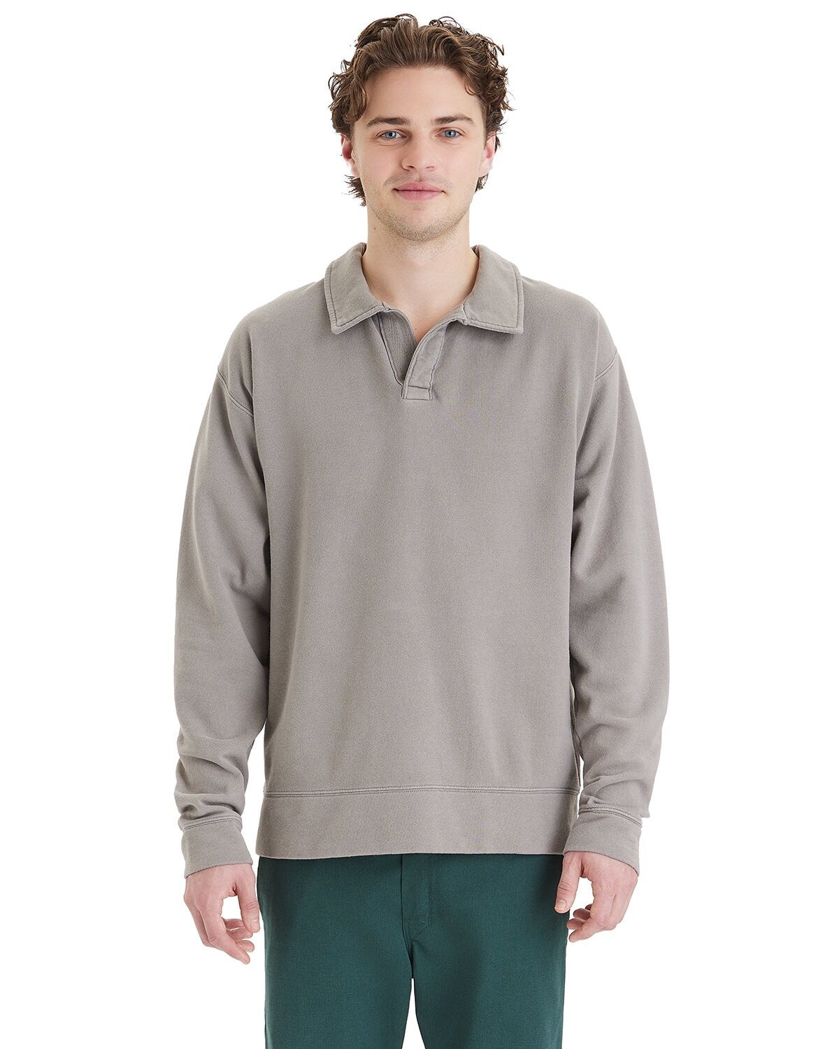 ComfortWash by Hanes® Garment Dye Polo Collar Sweatshirt