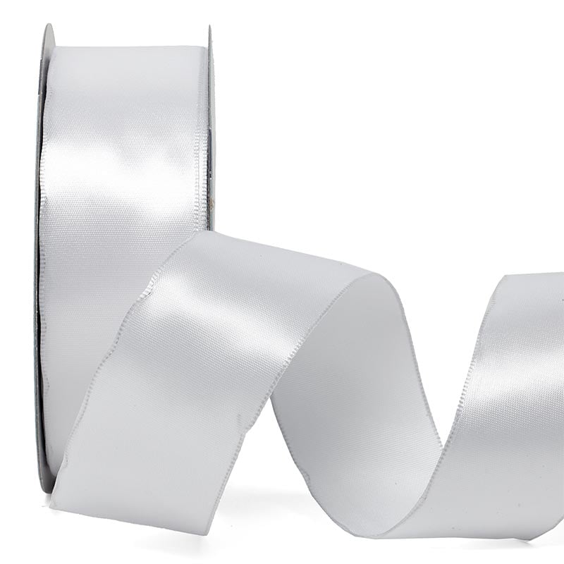 Woven-In Wired Satin Ribbon 1 1/2 '' X 25 yd White Color