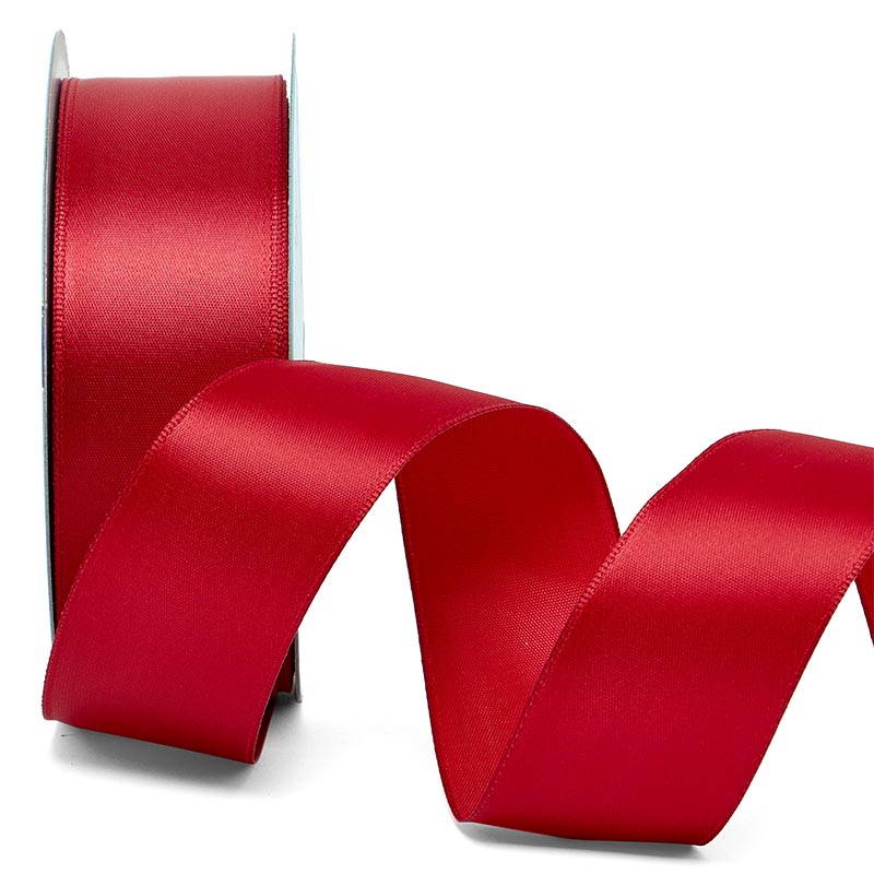 Woven-In Wired Satin Ribbon 1 1/2 '' X 25 yd Scarlet Color