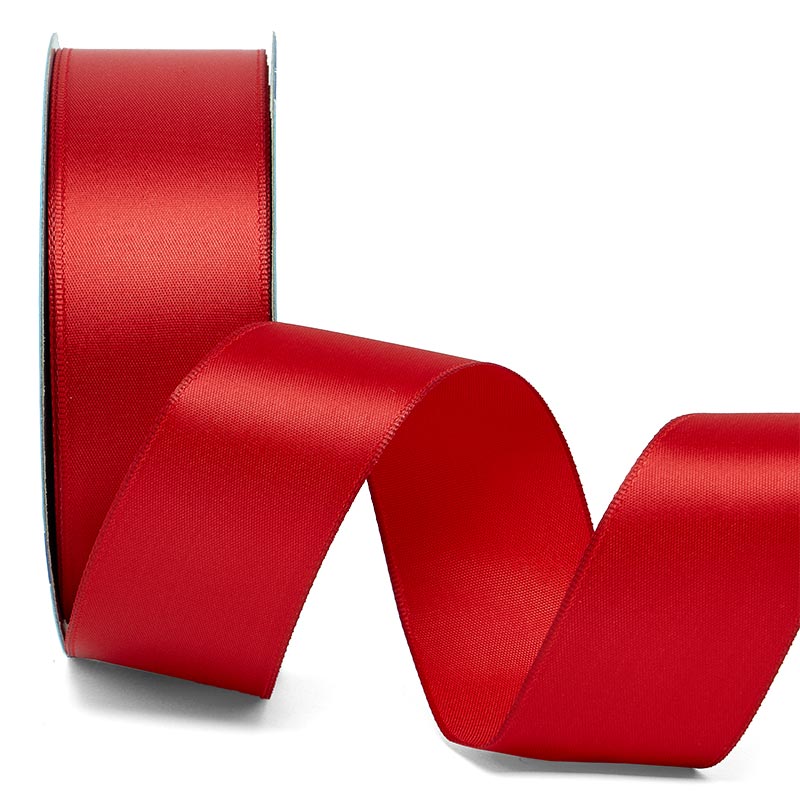 Woven-In Wired Satin Ribbon 1 1/2 '' X 25 yd Red Color