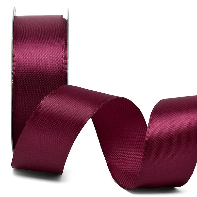 Woven-In Wired Satin Ribbon 1 1/2 '' X 25 yd Wine Color