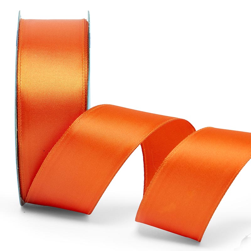 Woven-In Wired Satin Ribbon 1 1/2 '' X 25 yd Orange Color