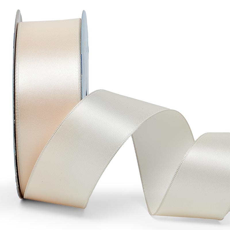 Woven-In Wired Satin Ribbon 1 1/2 '' X 25 yd Ivory Color