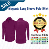 Magenta Long Sleeve Polo Shirt