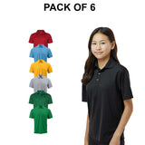 Pack 6: Paragon® - Youth Saratoga Performance Mini Mesh Polo