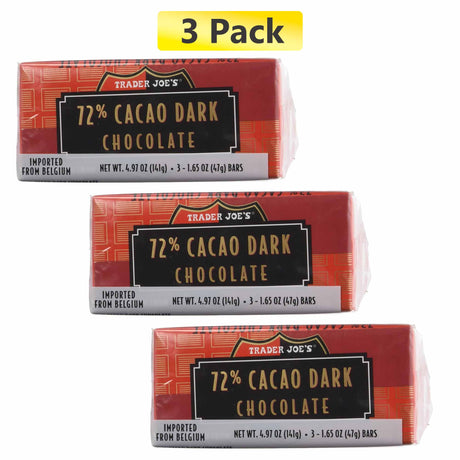 Trader Joe's 72% Cacao Belgian Dark Chocolate Bars | 1.65 oz