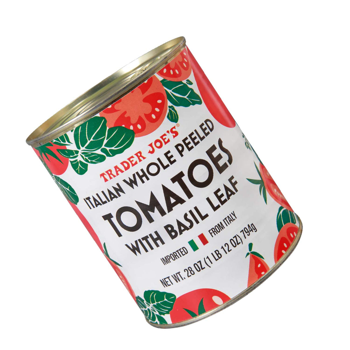 Italian Whole Peeled Tomatoes with Basil Leaf /28 Oz