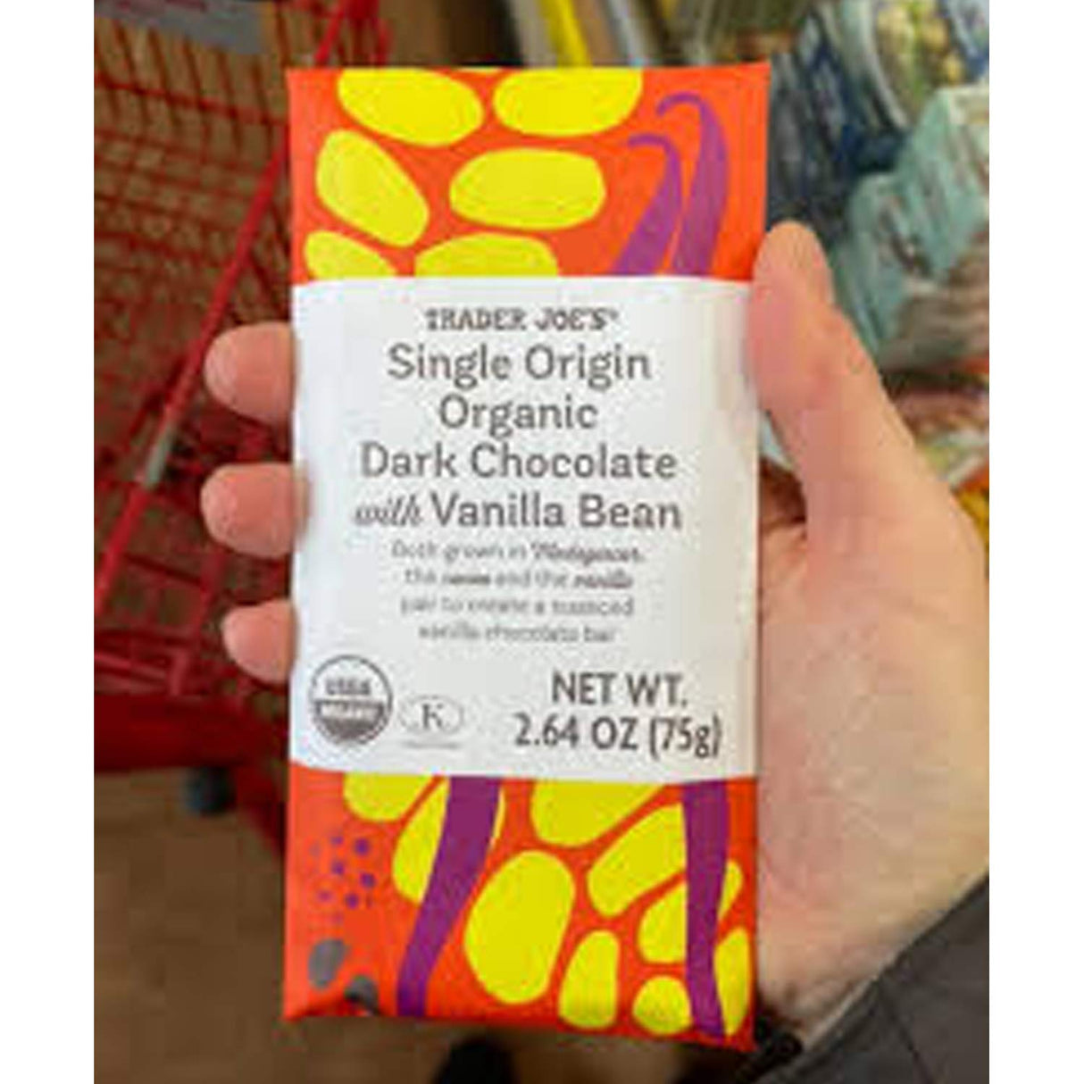 Single Origin Organic Dark Chocolate with Vanilla Bean 2.64 oz Rich & Smooth