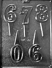 Numbers 6, 7, 8, 9, 0 Cake Topper Chocolate Mold