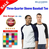 BELLA + CANVAS® Three-Quarter Sleeve Baseball Tee