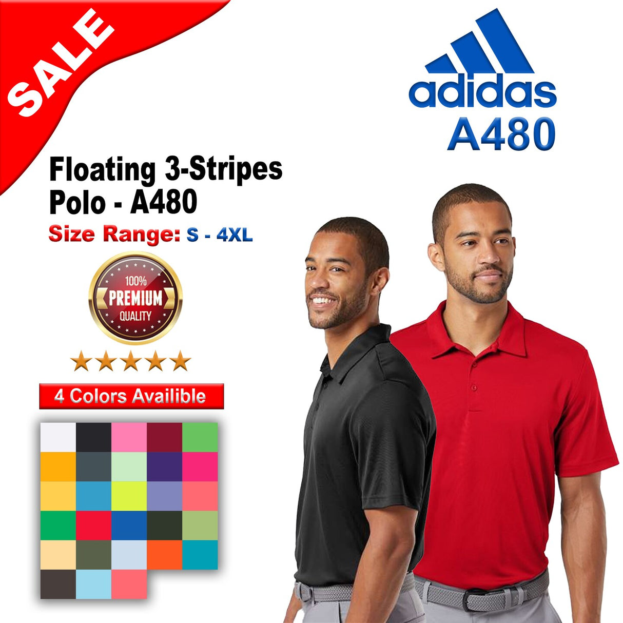 Adidas® Floating 3-Stripes Polo