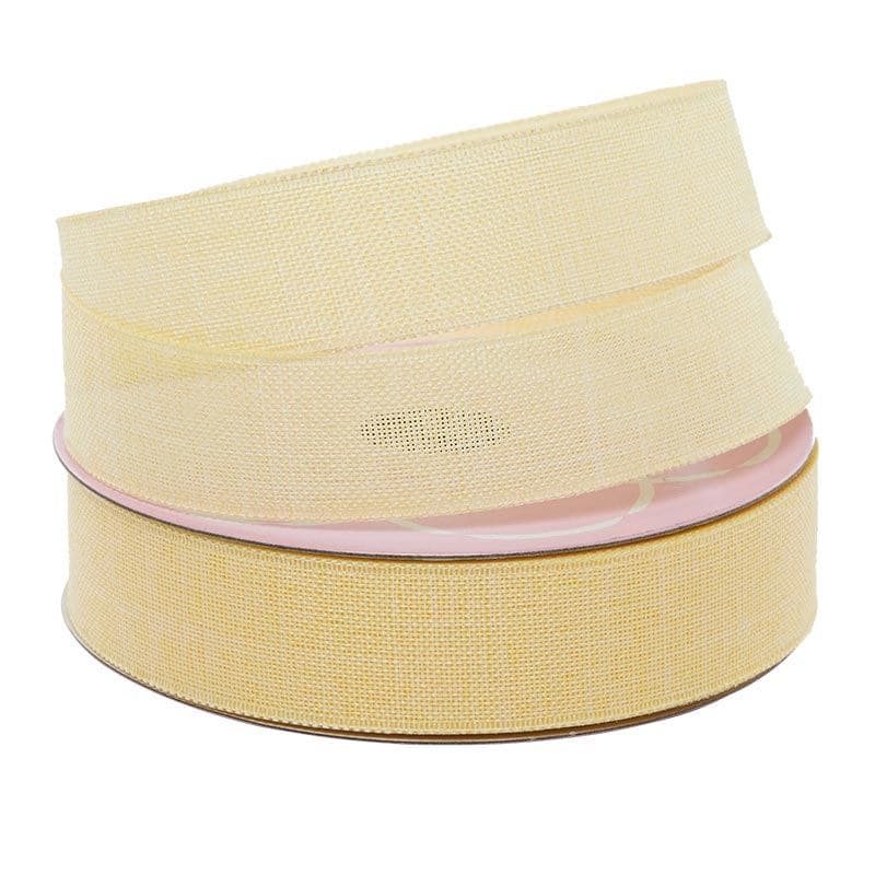 Baby Maize Faux Linen Ribbon – 7/8" x 25 Yards (1 Roll)