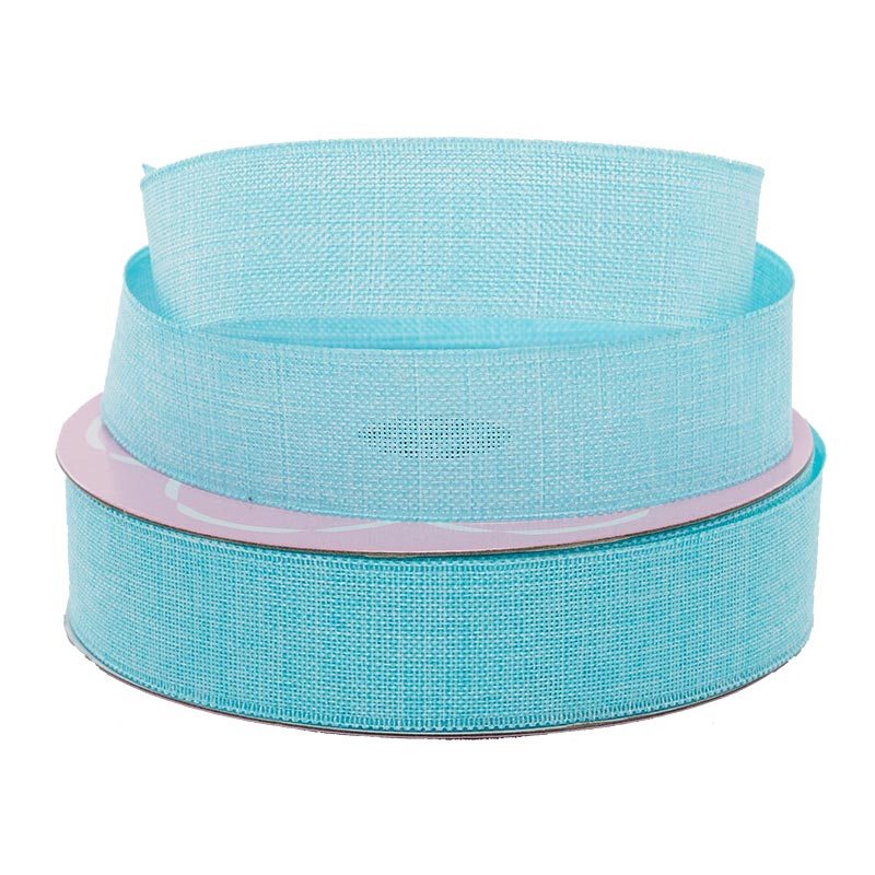 Light Aqua Faux Linen Ribbon – 5/8" x 25 Yards (1 Roll)